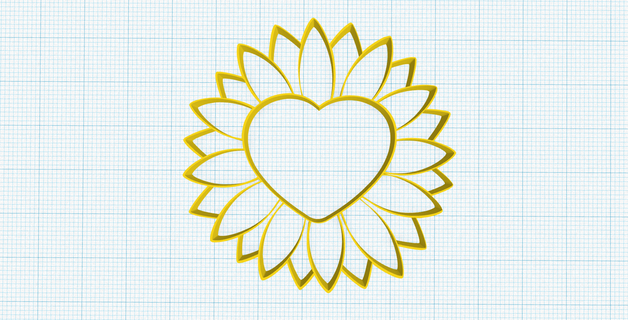 heart sunflower outline wall art decoration stencil mold embross flower design wedding romantic cutter love silhouette floral gift ornament dye craft template artwork creative sign valentine's day mother's anniversary 3d print model - Mito3D