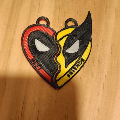 heart super friends necklace deadpool x wolverine heroes pool spiderman gift love 3 3d print model - Mito3D
