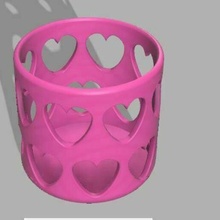 corazón mesa centrar cesta bolígrafo herramientas lápiz colegio Arte florero rosado mujer dama niña niño 3d print model - Mito3D