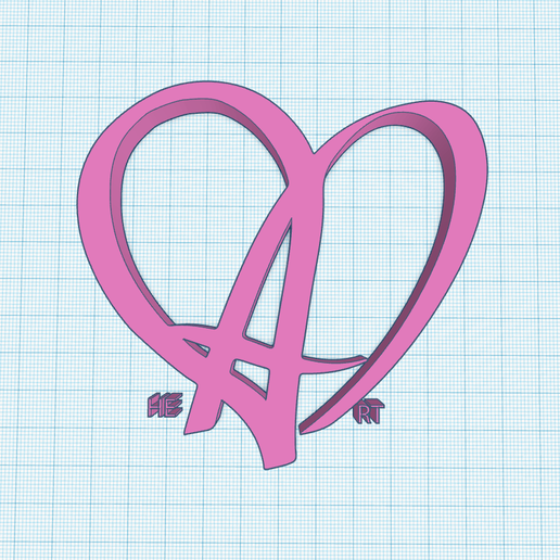heart text shape letter logo - art 3D print model - Mito3D