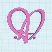 heart text shape letter logo - art 3d print model - Mito3D