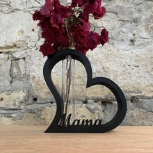 Herz Tube Vase Mutter Auflage Dekor Mama Pflanze Blume 3d print model - Mito3D