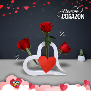 coração vaso amar mãe namorados rosas flores feliz 3d print model - Mito3D