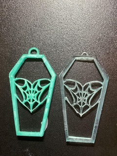 coração rede caixão brinco Bruxas gótico assustador moda estação teia aranha 3d print model - Mito3D