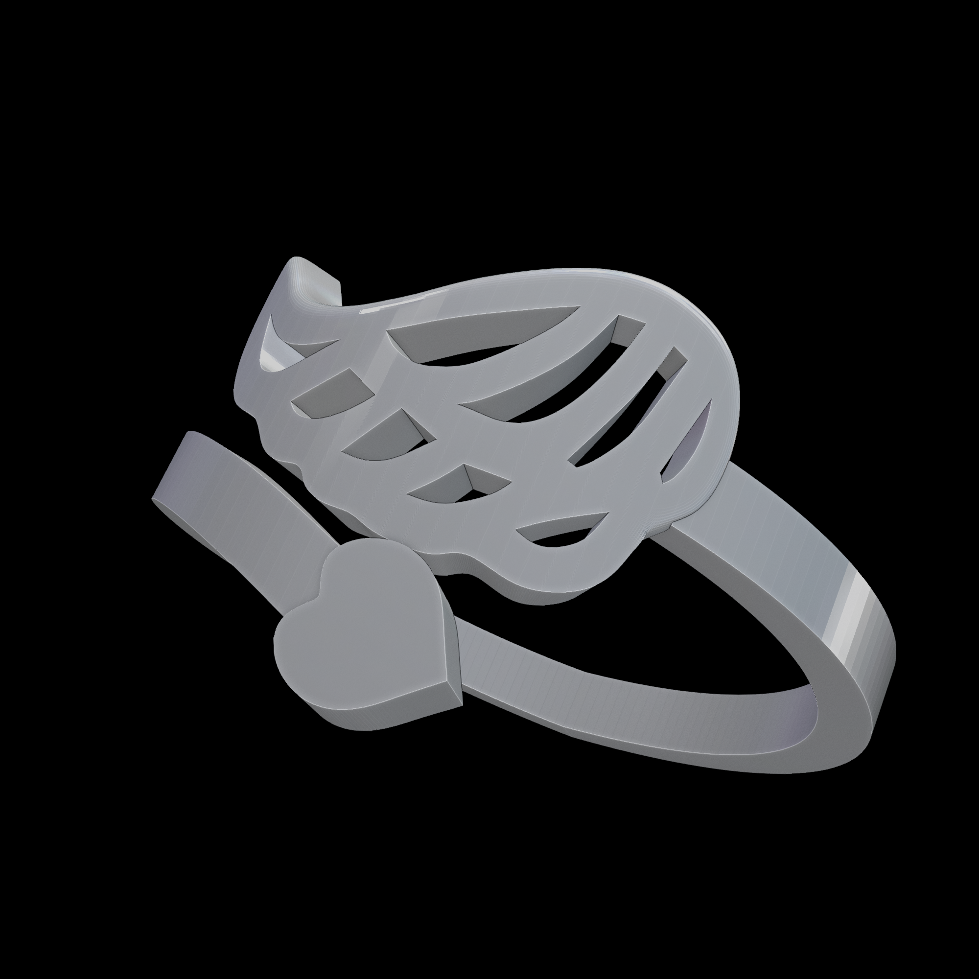 kalp kanat yüzük takı 3d Yazdır kült yüzükler yalnız 3D print model - Mito3D