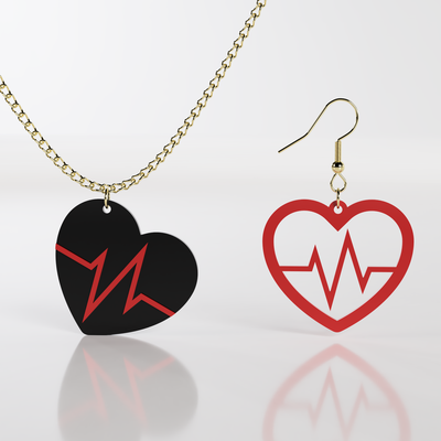 heartbeat earrings pendant cool earring fashion fusion 360 gift heart valentines day love valentine valentinesday gifts 3d print model - Mito3D