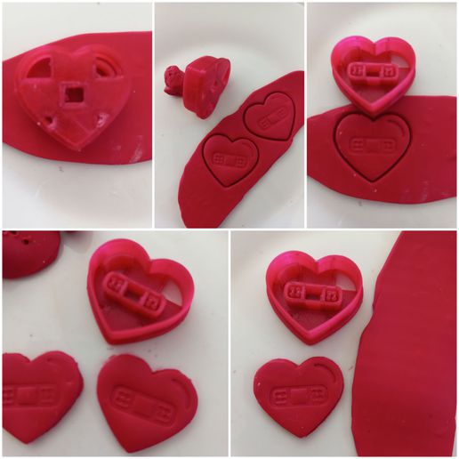 navré patché plâtre Valentin cœur argile coupeur bijoux valentines coupeurs biscuit boucle d'oreille fondant l'amour 3D print model - Mito3D