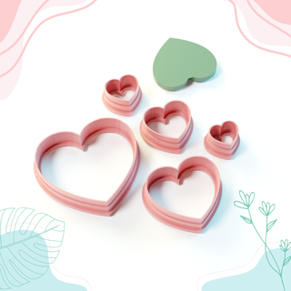 hearts clay cutter digital stl file 5 sizes Tools heart polymer cookie cookiecutter claycutter polymerclaycutter cutters 3d print model - Mito3D
