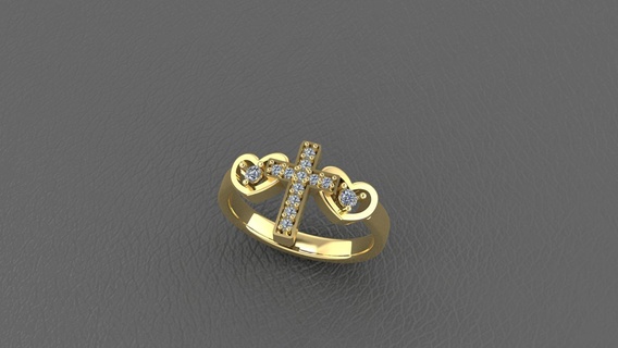 hearts cross ring Jewelry rings 3d print model - Mito3D