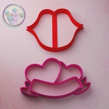 hearts lips cookie cutter cutting cake cutters stamps cookiecutter frame bell christmas skates sled deer clay heart love car valentine's day 3d print model - Mito3D