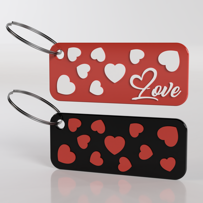cœurs l'amour porte clés 3d fusion 360 cœur valentines journée valentin cadeaux mode 3d print model - Mito3D