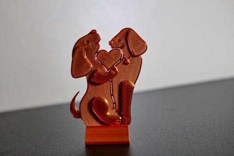 herzerwärmend 3d gedruckt Hunde Figur feiern Liebe Verspieltheit Drucken Hund animal themed Dekor Herz Symbol spielerisch Geschenk Idee Sammlerstück 3d print model - Mito3D