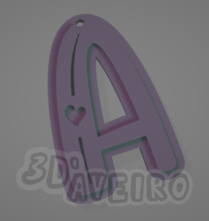 cordiale portachiavi alfabeto 2 colori lettere cuore regalo 3d print model - Mito3D