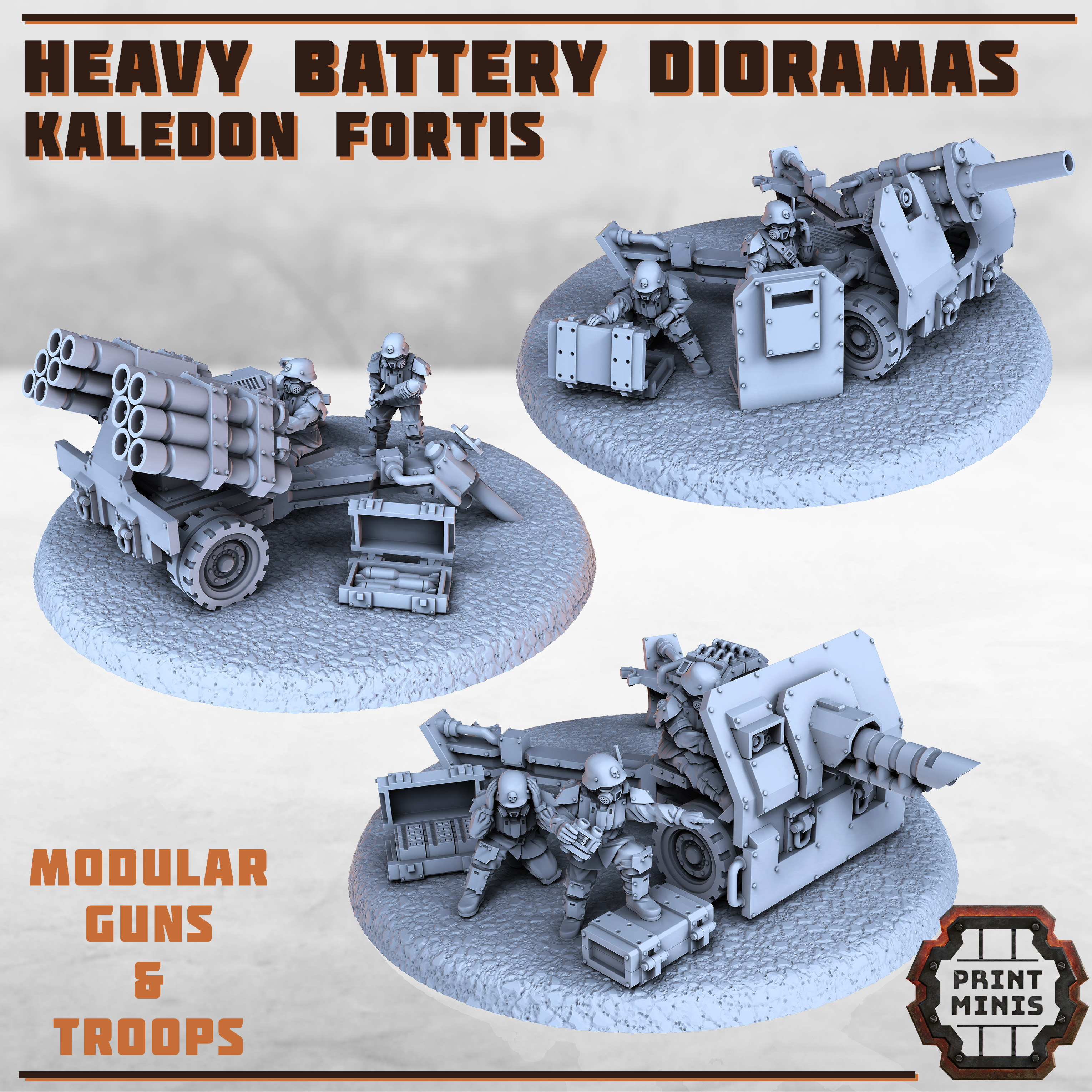 schwer batterie waffen truppen kit militär armee kader sci fi grimdark 3D print model - Mito3D