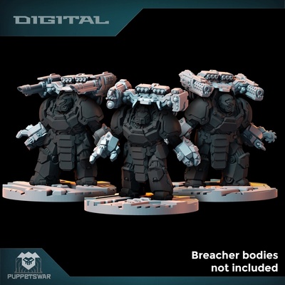 heavy breachers upgrade pack puppetswar tabletop wargaming space marines centurions 3d print model - Mito3D