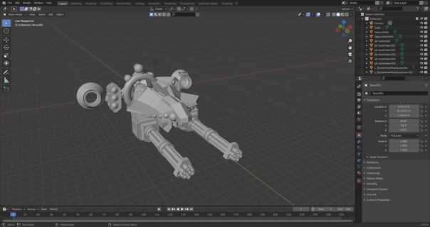 pesado lutador zangão espaço navio gatling jogos erro robôs 3d print model - Mito3D