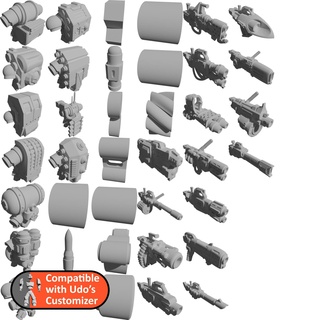 pesante Armi zaini remixato personalizzatore tubo Generatore tavolo wargaming soldati spazio grimdarkfuture onepagerules warhammer warhammer40k 40k Giochi officina 3d print model - Mito3D