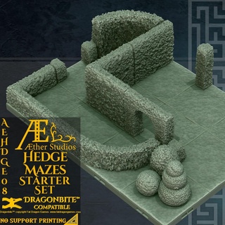hedge maze starter set aether studios minis dungeons dragons fantasy d&d table top rpg prop props ruins caverns cavern swole 3d print model - Mito3D
