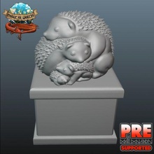 hedgehog family trinket art ornament keepsake prickle animal cute display gift creature modular worlds 3d print model - Mito3D