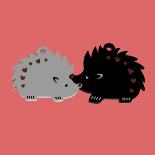 hedgehog keychain couple valentine's day multicolor 3d print model - Mito3D