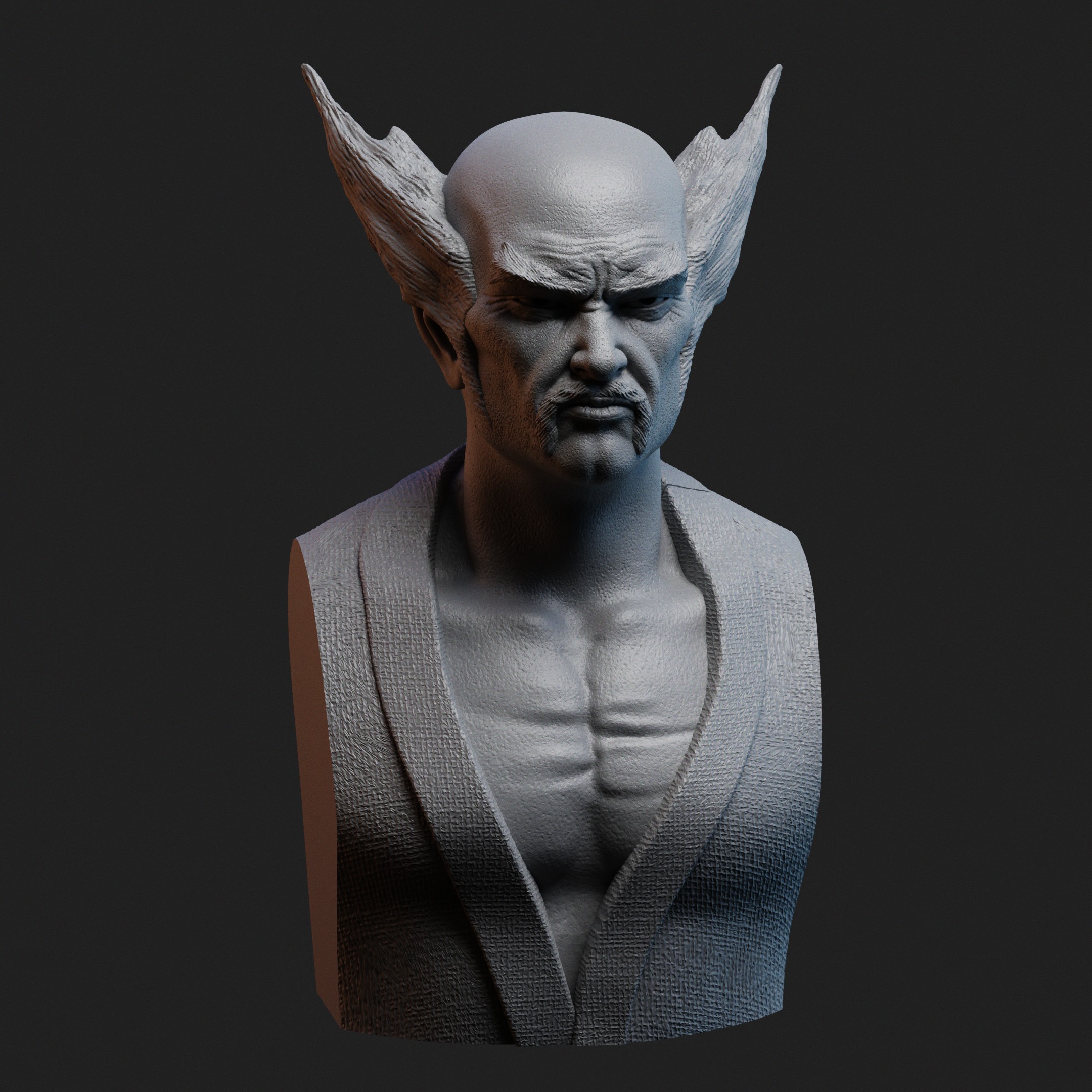 heihachi fallimento umano somiglianza celebrità popolare carattere realismo tekken mishima strada combattente kazuya jin kazama anatomia stilizzato realistico 3D print model - Mito3D