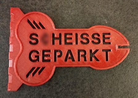 heisse geparkt parking card ice scraper park funny gift art gadget german language tool naughty 3d print model - Mito3D