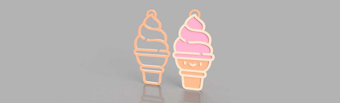 helado colgante kawaii aretes heladitos helados 3D print model - Mito3D