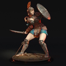 helenic warrior art greek myth woman female fighter sword shield goddess epic mythology olympic sexy blonde classic 3d print model - Mito3D