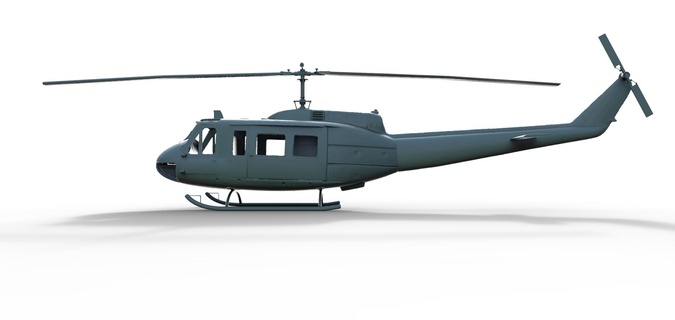 helicóptero campana uh1d 1 75 uh 1d heli Embarcacion modelo diorama 3d print model - Mito3D