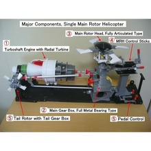 helicóptero do trem de força único do rotor principal ferramenta principal cabeça de rotor mrh turboshaft o motor cauda caixa de engrenagens rotor de cauda 3d print model - Mito3D