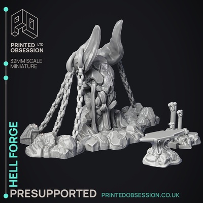 hell forge - hath no fury presupported illustrated stats 32mm scale game dnd d&d dungeons dragons miniature tabletop pathfinder rpg creature monster 5e fantasy wargaming 3d print model - Mito3D