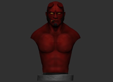hellboy bust hell boy comics superhero sculpt 3d print model - Mito3D