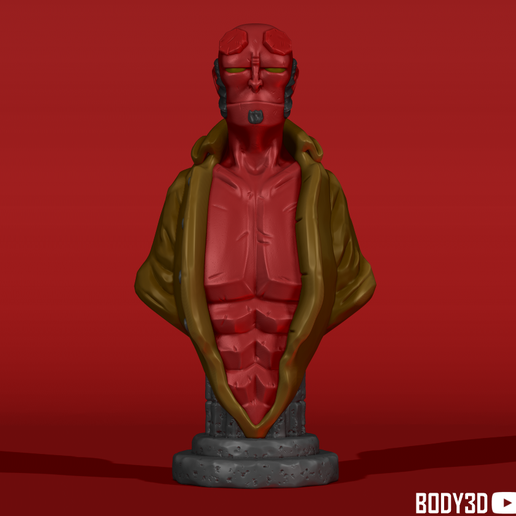 hellboy bust comics hell boy marvel fan art fanart character movie 3D print model - Mito3D