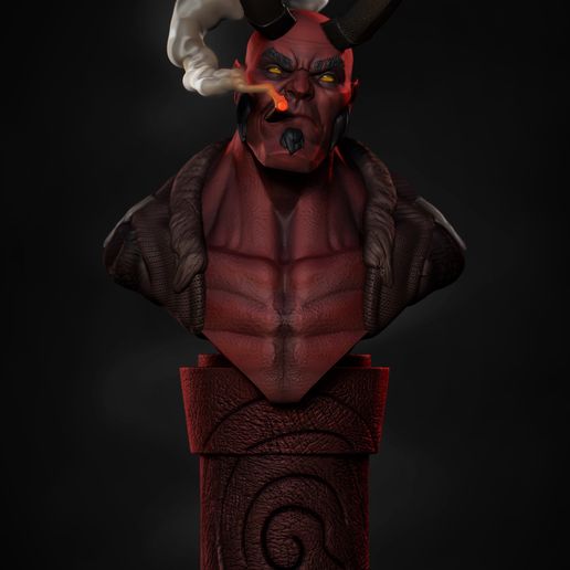 hellboy exclusive fanart art 3d toy collectibles resin 3dprint colecionavel resina bust busto 3D print model - Mito3D