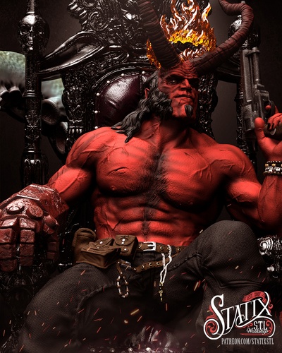 hellboy on throne 1 6 scale stl file 3d printing art 3d print model - Mito3D