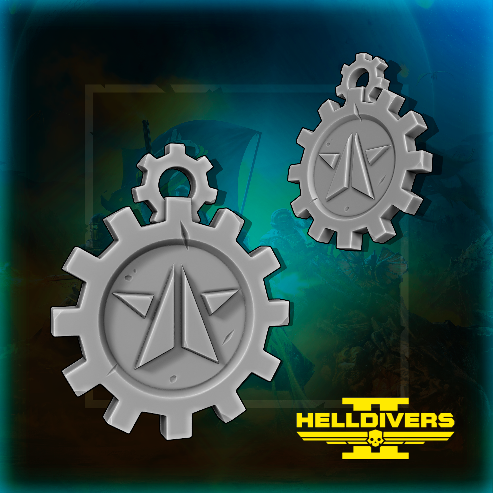 helldivers 2 automa banner portachiavi helldivers2 stazione gioco stratagemma aria sciopero pc far cadere pod punta freccia democrazia gestito termini automi spazio guerra tiranidi faro 3D print model - Mito3D