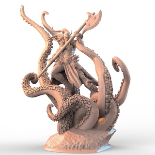 hellion barbarian fantasy octopus tabletop diorama dungeon dnd darkest ctulhu 3d print model - Mito3D