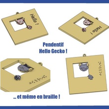 hello gecko pendant braille model jewelry jewel blind 3d print model - Mito3D