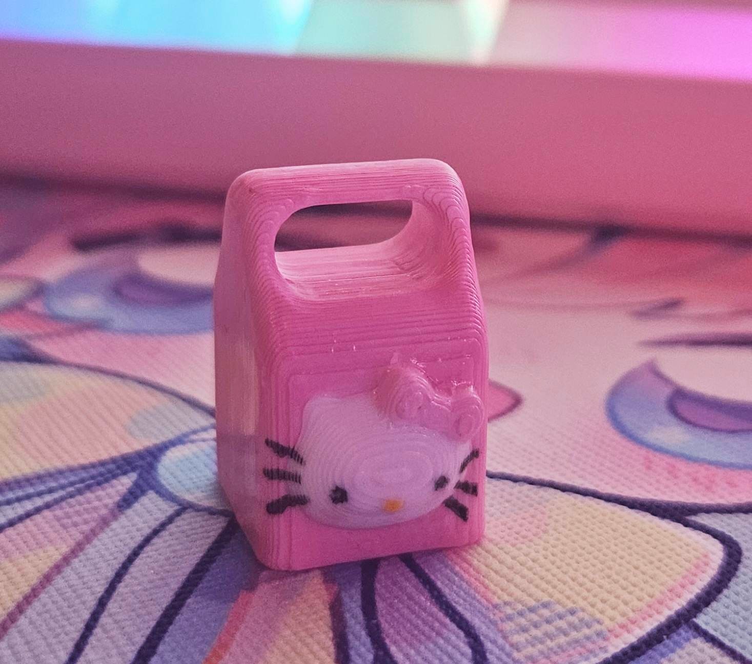 Olá gatinha cabo suporte ei fofa Sanrio Rosa Kawaii lolita gato amar arco 3D print model - Mito3D