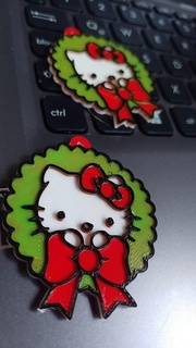 Bonjour minou Noël couronne clé chaîne Sanrio 3d print model - Mito3D