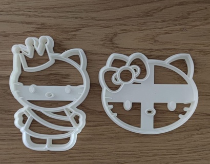 Hola gatito Galleta cortadores conjunto niña 3d print model - Mito3D