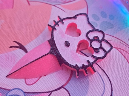 Hola gatito cuchilla defensa sanrio lindo kawaii rosado gato amor 3d print model - Mito3D