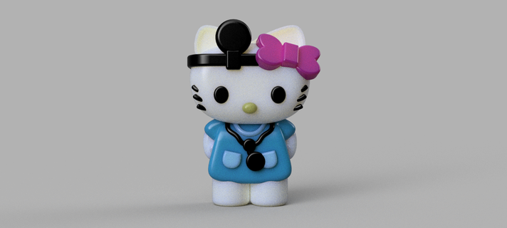 Ciao gattino medico giocattolo bambini ragazzi giocare gioco Bambola ciao Kitty gatto dr infermiera Salute 3d print model - Mito3D