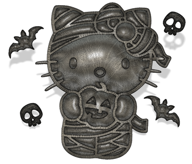 hello kitty halloween + skull bat 3d print model - Mito3D