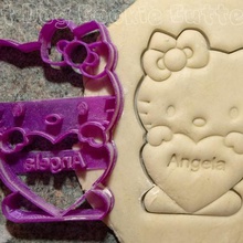 hello kitty heart cookie cutter home cooking kitchen fondant icing biscuit bisket baking love cookies 3d print model - Mito3D