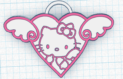 hello kitty heart keychain hello kitty angel cute kawaii tender sanrio etc  3d print model - Mito3D