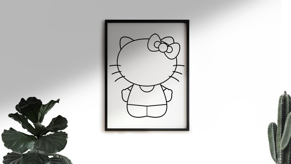 Olá gatinha parede arte decoração casa Projeto minimalista enfeite 2d 3d print model - Mito3D