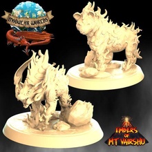 hellynas gioco bestia iena lava magma brace vairshu modulare mondi elementali fuoco Africa animale cane 28mm 3d print model - Mito3D