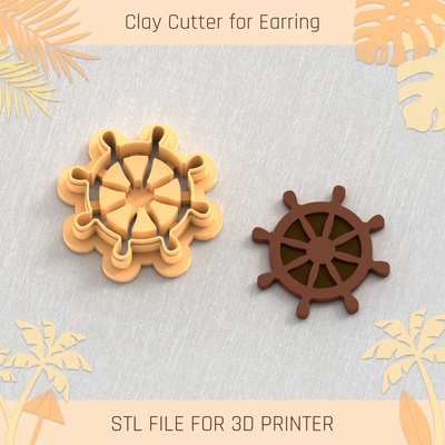 helm summer clay cutter tools earring turtle beach shell 3d print model - Mito3D