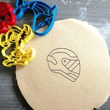 helmet racing cookie cutter motorbike formula 1 fun kids baking play dough frosting shape kitchen bake cookies speculoos 3d print model - Mito3D